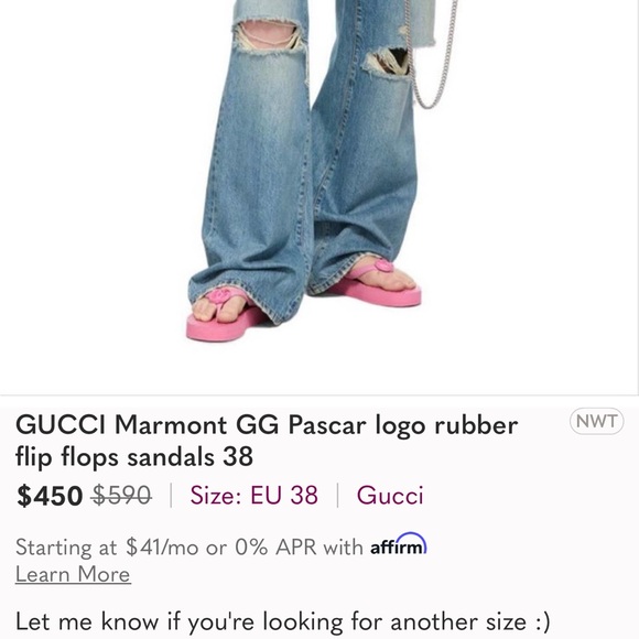 Gucci Marmont Pink Chevron Flip Flops SZ 38 - Picture 6 of 6